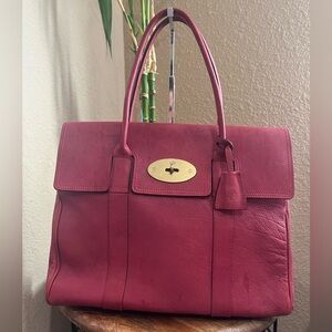 MULBERRY CHILI RED OAK NVT LEATHER BAYSWATER